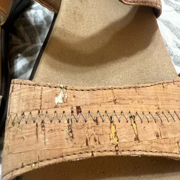 SAS Nudu cork heel strap sandal Golden flecks throughout Sandals, woman size 10 - Picture 3 of 5